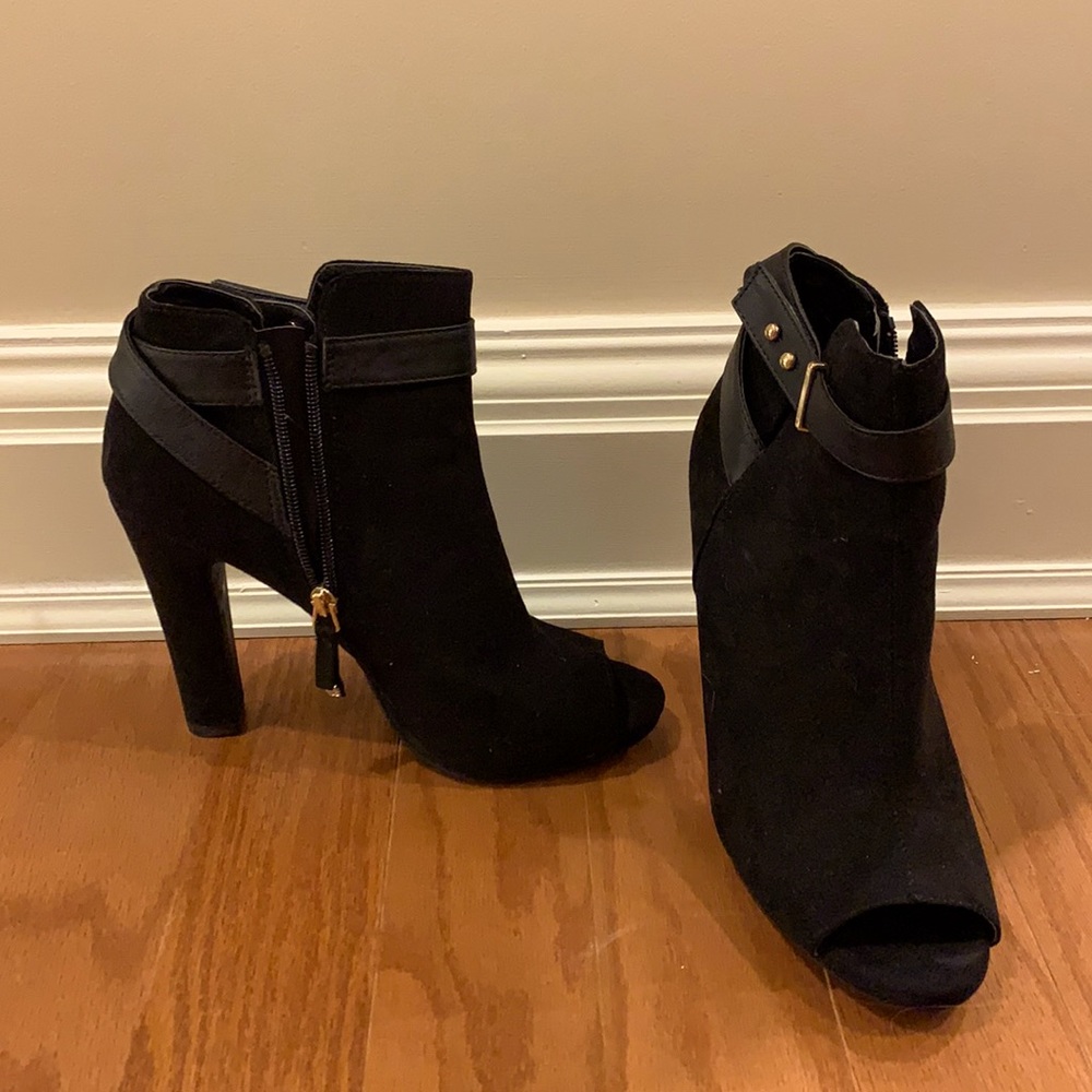Worn once! Black peep toe booties